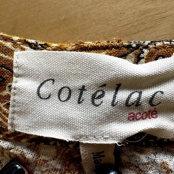 Cotelac Linen Shorts Relaxed Fit Zip Fly Pockets Batik Print Yellow 3 XL - Picture 3 of 6